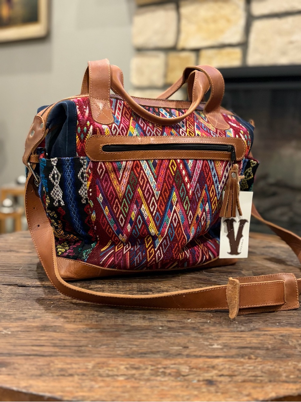 Artisan Woven Boho Weekender Bag, overnight bag, diaper bag